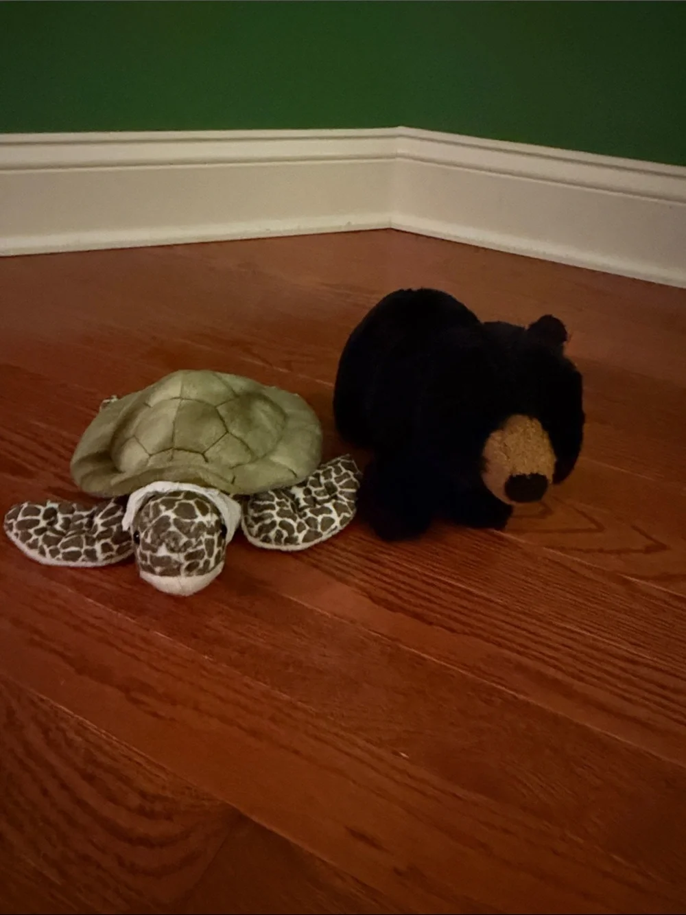 Plush Turtle and Bear Small-Pet Toy Set - Green & Black